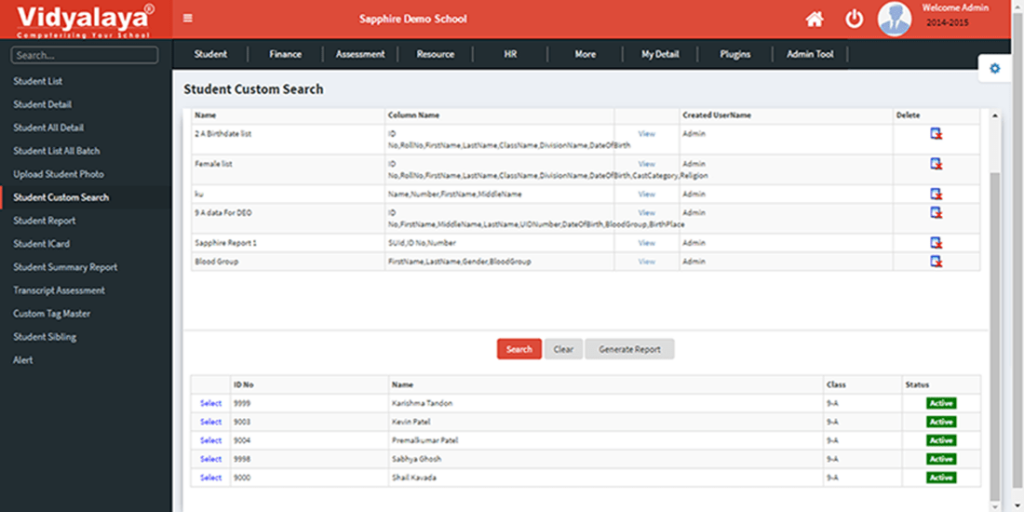 Customized-Report-in-Vidyalaya