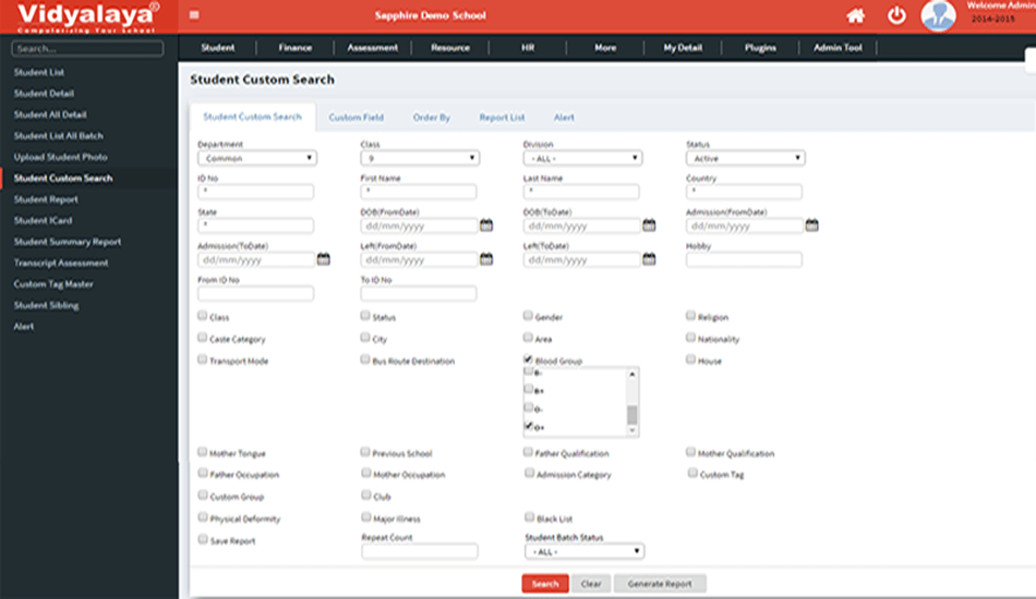 Customized-Report-in-Vidyalaya