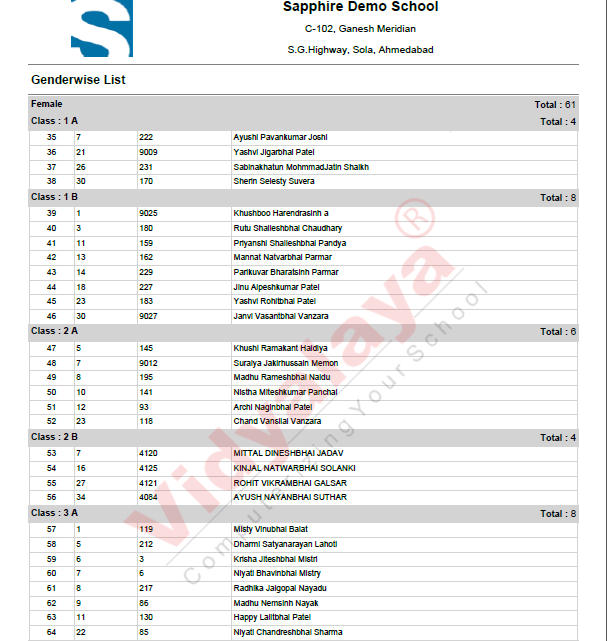 Vidyalaya-Student-Summary-Report